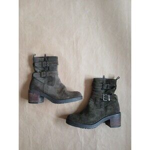 Vintage Foundry Co Charmaine Boots Womens 8.5 Green Suede Booties Boho Aesthetic